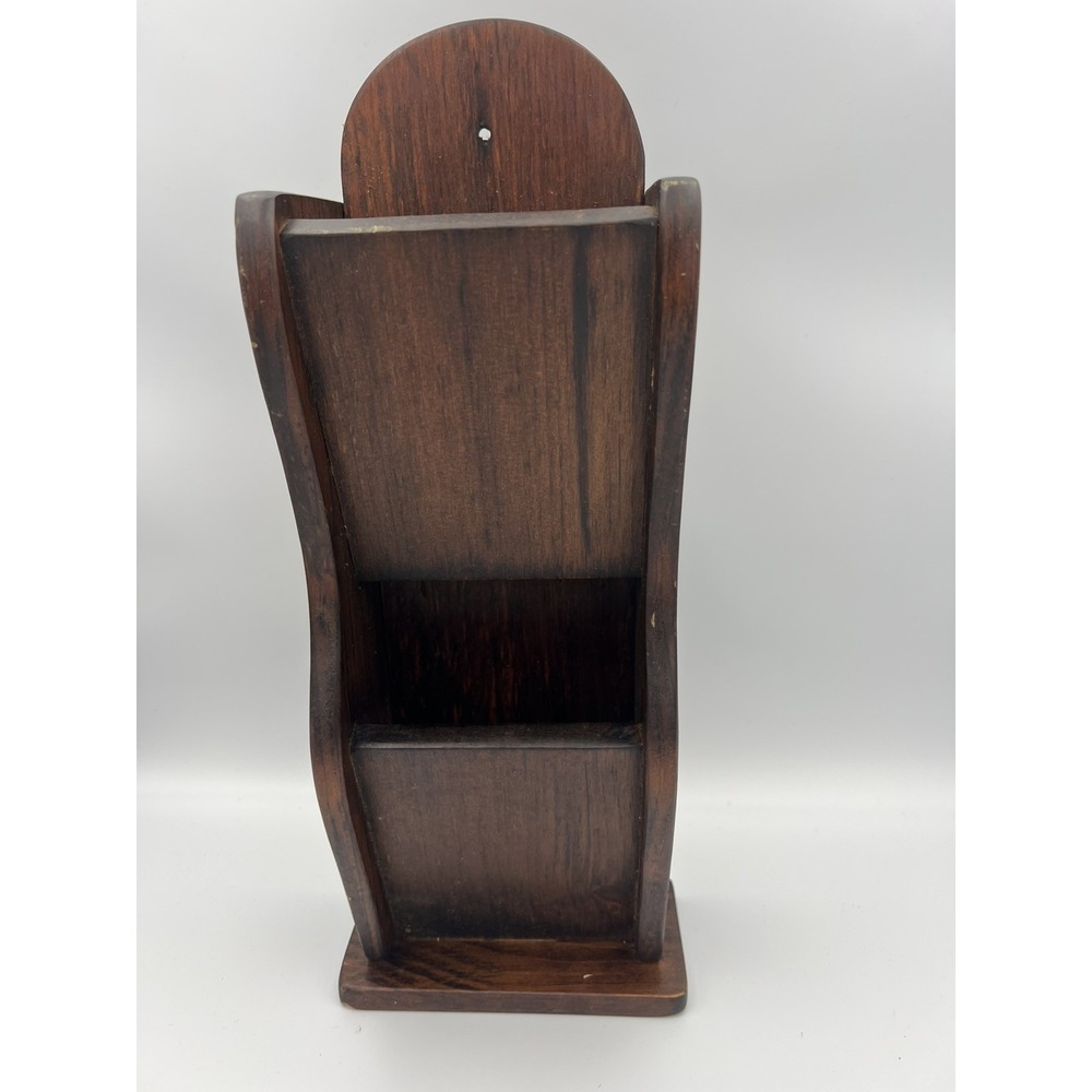 VTG Wood Wall Hanging Mail Organizer Letter Holder Letters Bills Librarycore